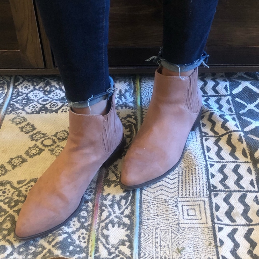 Vegan leather suede booties